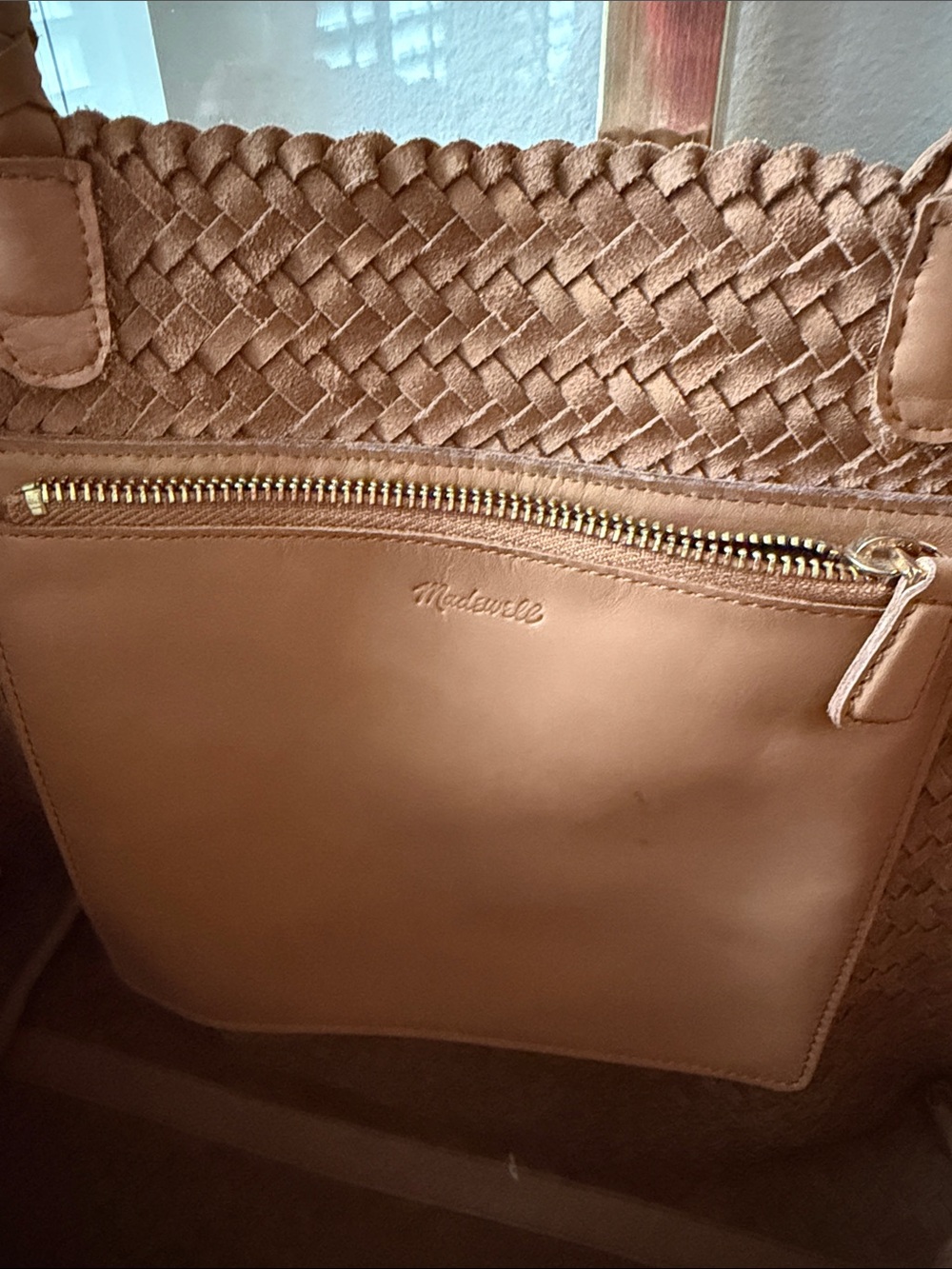 Madewell Woven Tote in Cognac Brown - Picture 2 of 5